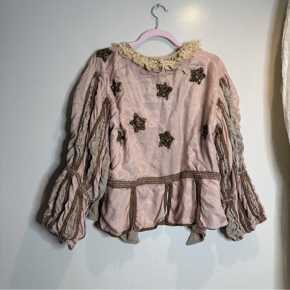 Free People Magnolia Pearl Sequin Star Monique Embellished Lace Trims Jacket OS - Picture 8 of 9